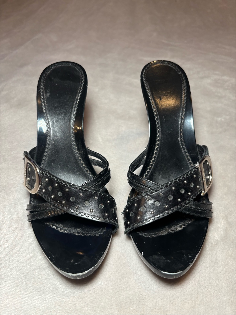 Christian Dior Spring 2004 Vintage Black Logo Heels - Picture 4 of 7